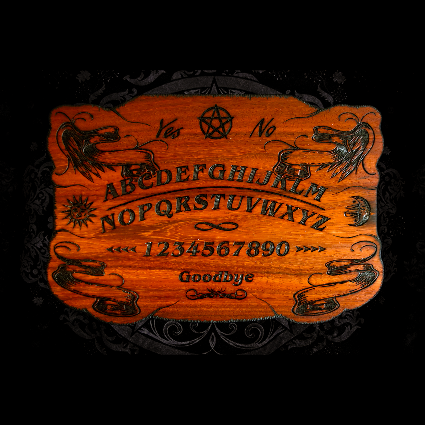 Ouija Board - Beatus Lignum Elegant Wood in PADAUK- Hand Burned