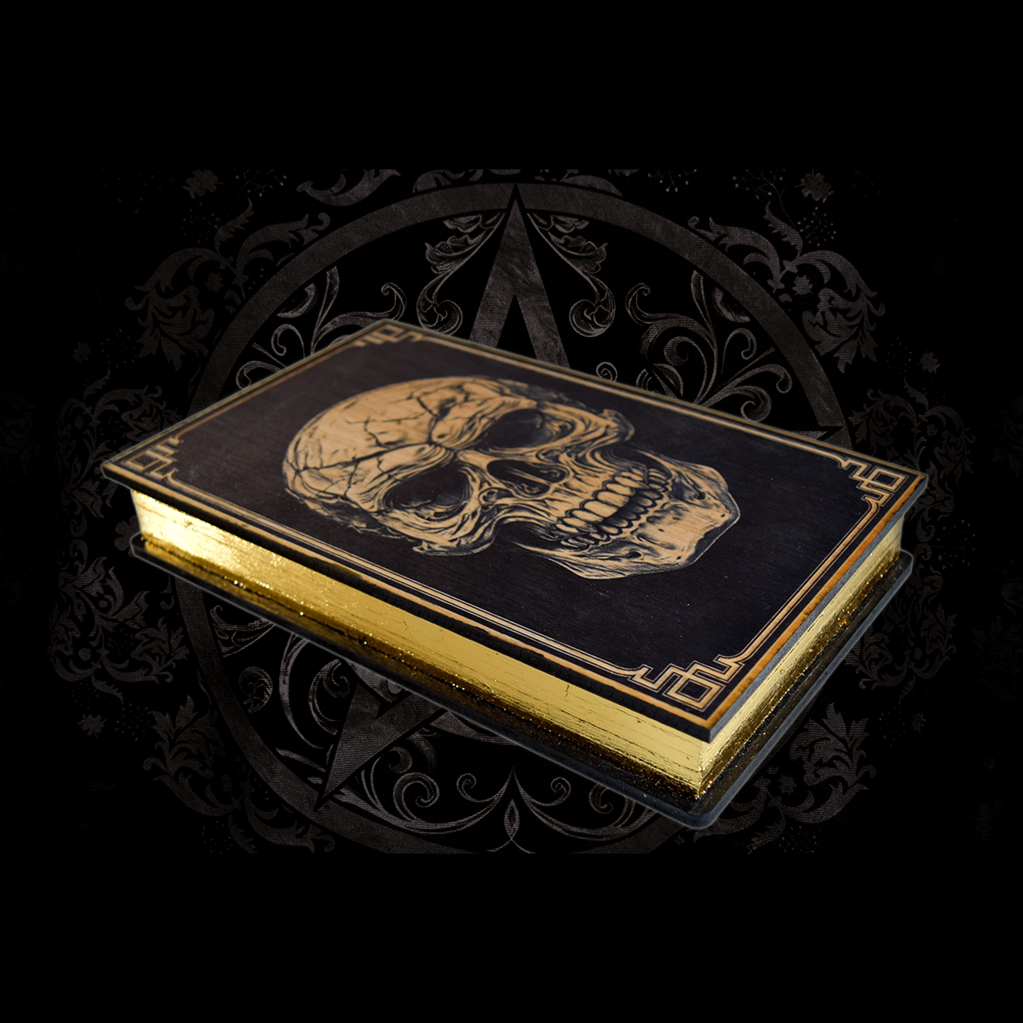 Coffret livre doré crâne