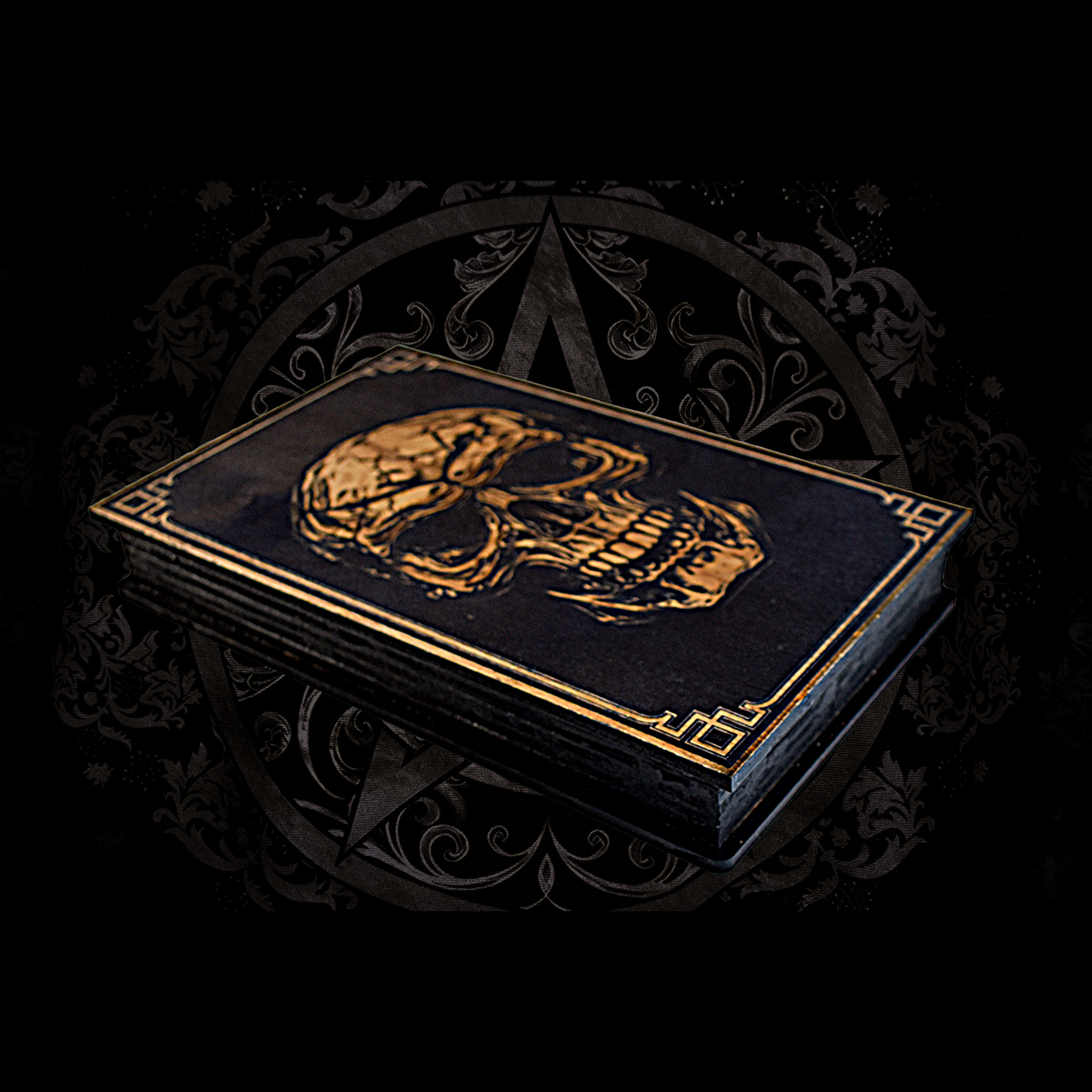 Coffret livre noir crâne